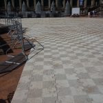 Zwinger: Aufbau des Großkonzerts von Purple Disco Machine